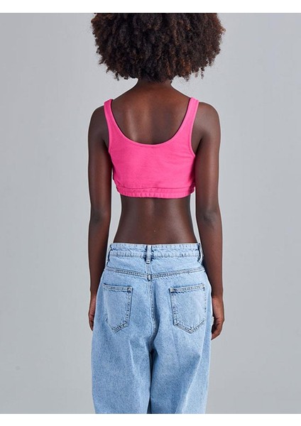 Crop Penye Beli Lastikli Atlet - Pembe modelleri
