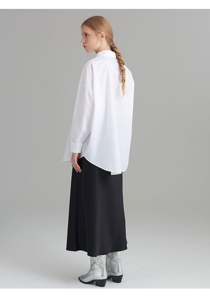 Oversıze Düşük Omuz Gömlek - Beyaz fiyatları