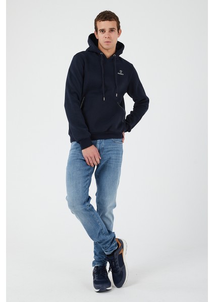 Casual Confort Kapüşonlu Lacivert Sweatshirt