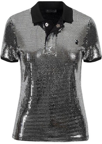 Polo Yaka Pullu T-Shirt - Silver