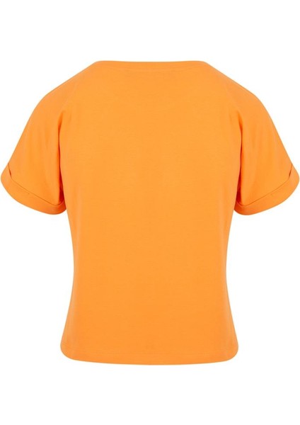 Bisiklet Yaka Basic T-Shirt - Turuncu modelleri