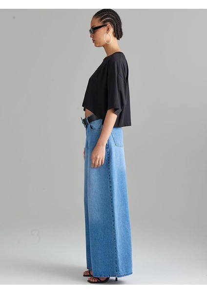 Oversize Crop T-Shirt - Siyah