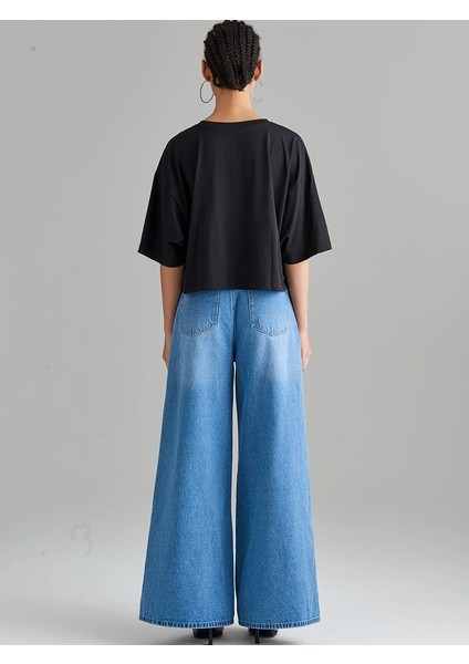 Oversize Crop T-Shirt - Siyah