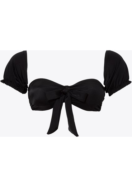 Kollu Siyah Bikini Üstü Siyah