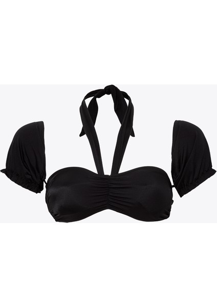 Kollu Siyah Bikini Üstü Siyah