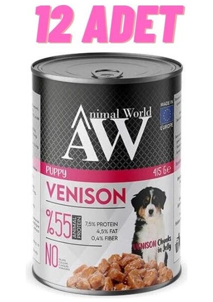 Animal World Puppy Venison Jelly Yavru Köpek Konservesi 12X415 gr