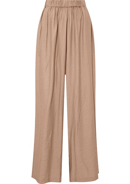 Beli Lastikli Rahat Kesim Bol Paça Pantolon - Bej modelleri