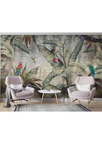 Tropikal Kuşlar Duvar Kağıdı, Tropikal Yapraklı Duvar Resmi fiyatları
