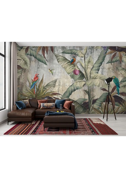 Tropikal Kuşlar Duvar Kağıdı, Tropikal Yapraklı Duvar Resmi modelleri