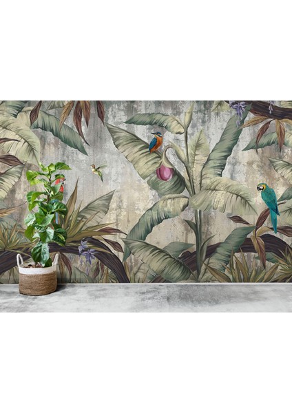 Tropikal Kuşlar Duvar Kağıdı, Tropikal Yapraklı Duvar Resmi fırsatları
