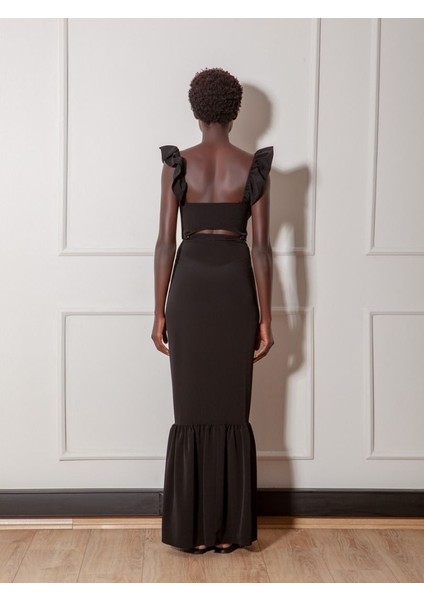 2 Parça Önden Bağlamalı Ikonik Elbise - Siyah modelleri