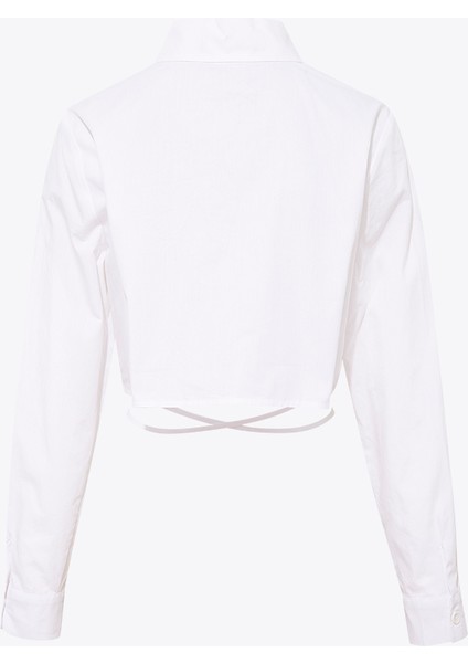 Kuşak Bağlamalı Koton Gömlek - Beyaz modelleri