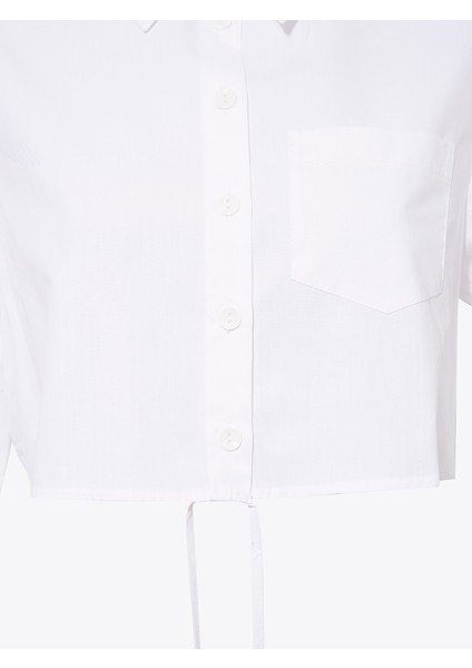 Kuşak Bağlamalı Koton Gömlek - Beyaz fırsatları