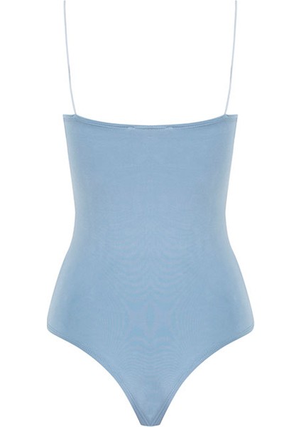 Ip Askılı Degaje Yaka Bodysuit - Mavi fırsatları