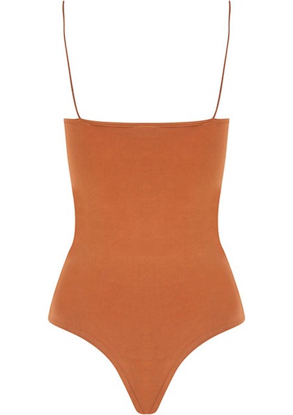 Ip Askılı Degaje Yaka Bodysuit - Taba indirimleri