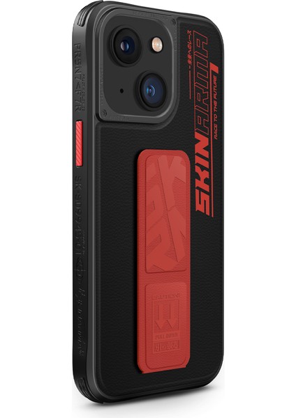 iPhone 15 Uyumlu Kılıf Skinarma Standlı Deri Görünümlü Slate Kapak Turuncu