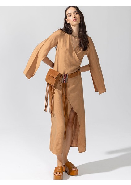 Anvelop Rahat Kesim Elbise - Camel fiyatları