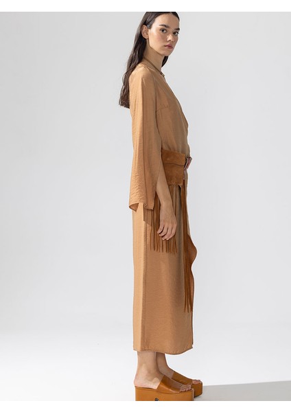 Anvelop Rahat Kesim Elbise - Camel modelleri