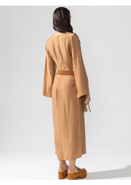 Anvelop Rahat Kesim Elbise - Camel fırsatları