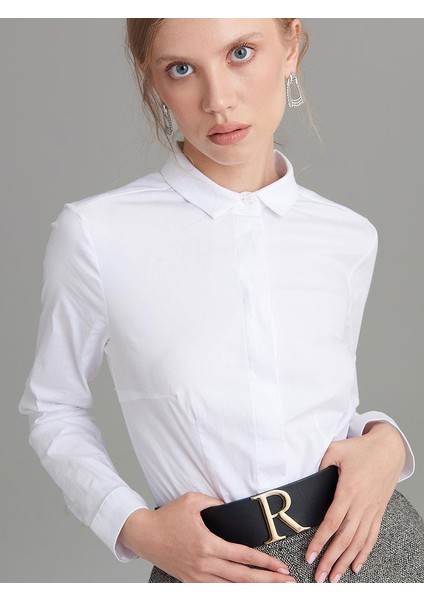 Slim Fit Basıc Gömlek - Beyaz fiyatları