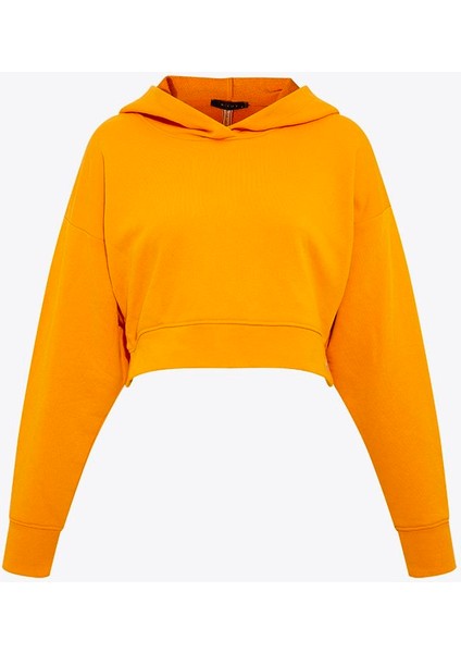 Kapüşonlu Kısa Sweatshirt - Turuncu