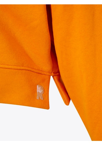 Kapüşonlu Kısa Sweatshirt - Turuncu