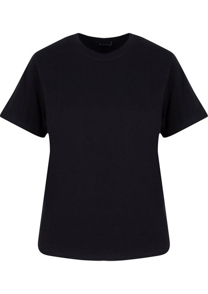 Bisiklet Yaka Oversize T-Shirt - Siyah