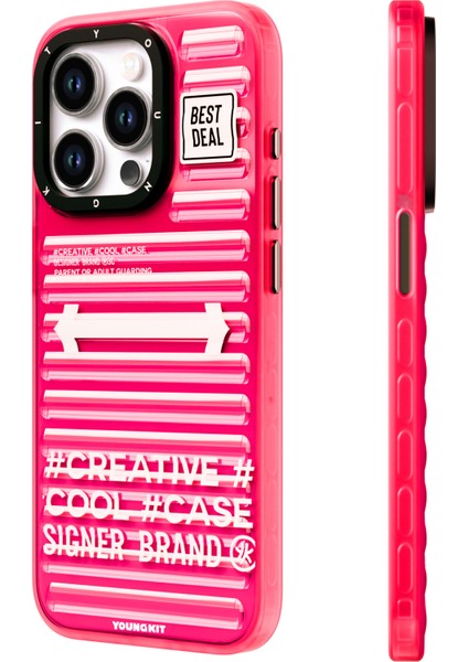 iPhone 15 Pro Uyumlu Kılıf Youngkit Luggage Firefly Serisi Kapak Pembe