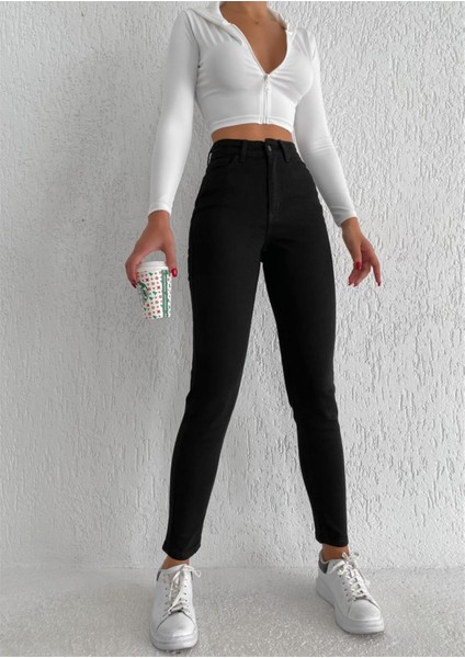 Kadın Dar Paça Likralı Kot Pantolon Siyah modelleri