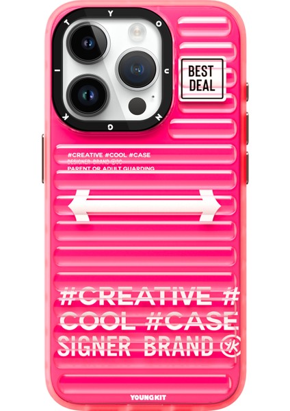 iPhone 15 Pro Uyumlu Kılıf Youngkit Luggage Firefly Serisi Kapak Pembe fiyatları