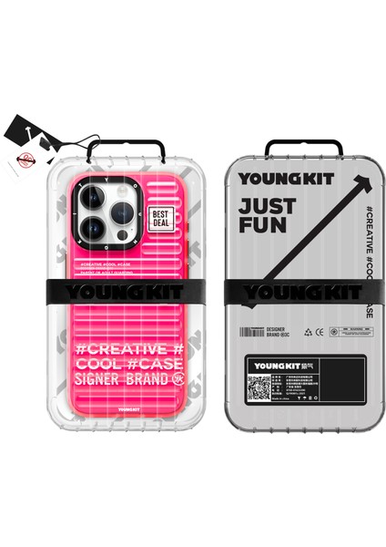 iPhone 15 Pro Uyumlu Kılıf Youngkit Luggage Firefly Serisi Kapak Pembe indirimleri