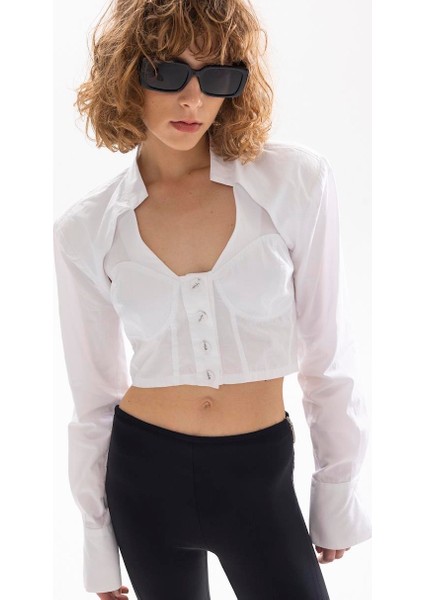 Cut Out Detaylı Gömlek - Beyaz