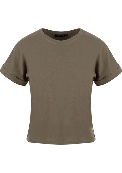 Bisiklet Yaka Basic T-Shirt - Haki