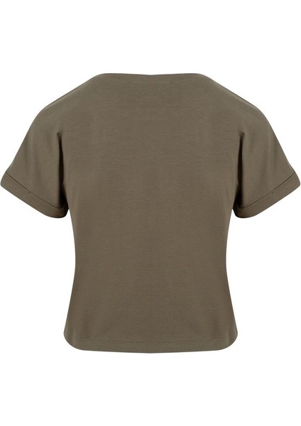 Bisiklet Yaka Basic T-Shirt - Haki