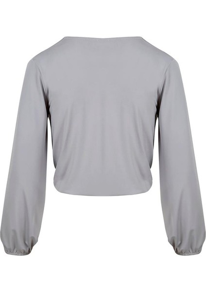 Kruvaze Kapamalı Bluz - Gri fiyatları