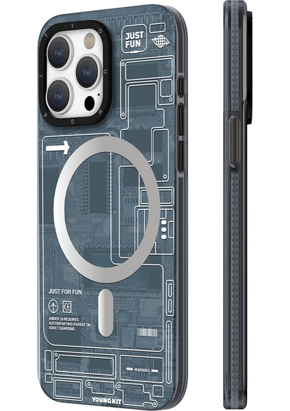 iPhone 15 Pro Max Uyumlu Kılıf Magsafe Şarj Özellikli Youngkit Technology Serisi Kapak Siyah