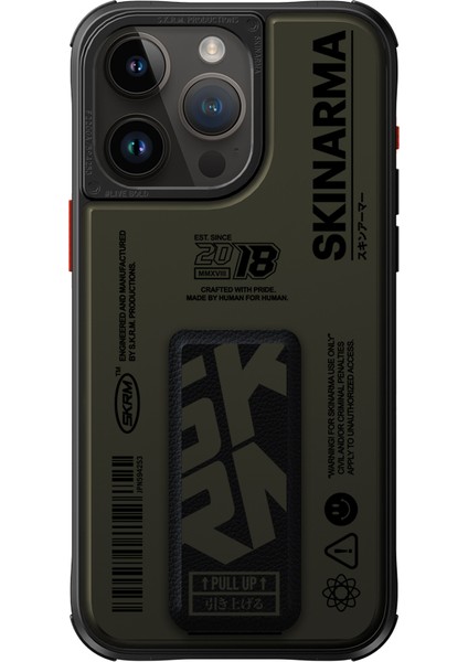 iPhone 15 Pro Max Uyumlu Kılıf Skinarma Desenli Airbag Tasarımlı Standlı Spunk Kapak Koyu Yeşil fiyatları