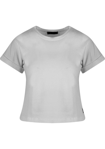 Bisiklet Yaka Basic T-Shirt - Açık Gri Melanj