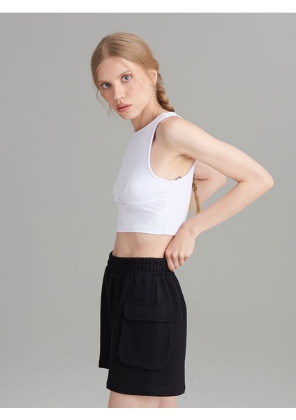 Detaylı Kaşkorse Crop Atlet - Beyaz modelleri