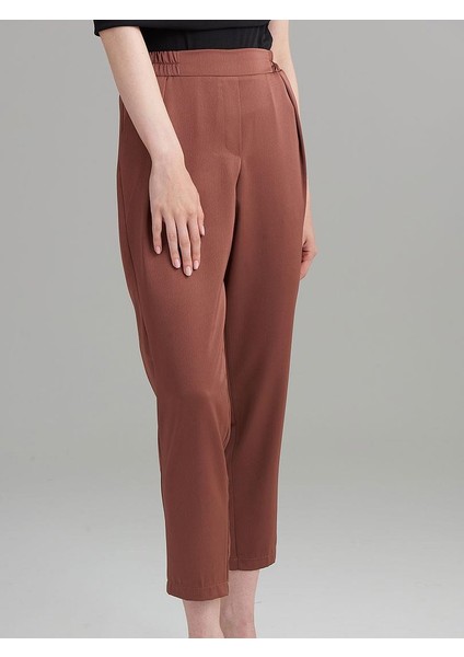 Önü Korsajlı Arkası Lastikli Saten Pantolon - Bakır modelleri