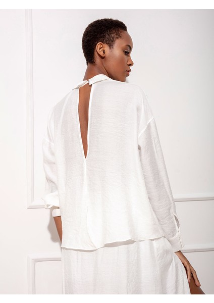 Önü Düğmeli Içi Astarlı Ikonik Viskon Gömlek Elbise - Beyaz fiyatları