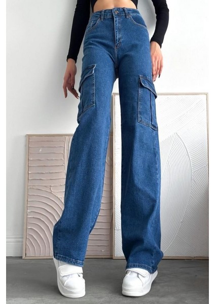 Kadın Kargo Cep Pantolon Mavi fırsatları