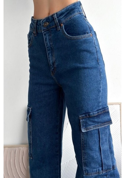 Kadın Kargo Cep Pantolon Mavi indirimleri