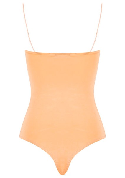 Ip Askılı Degaje Yaka Bodysuit - Turuncu fiyatları
