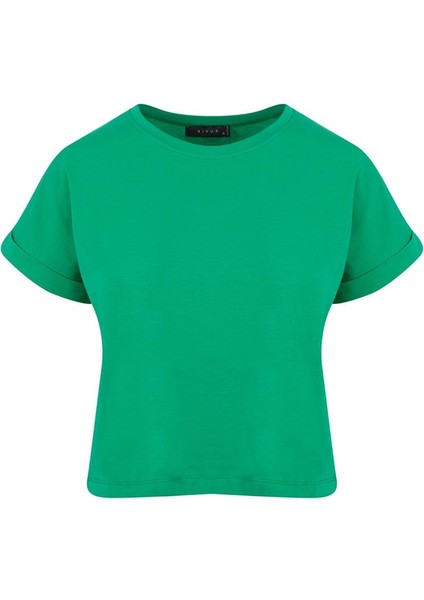 Bisiklet Yaka Basic T-Shirt - Yeşil