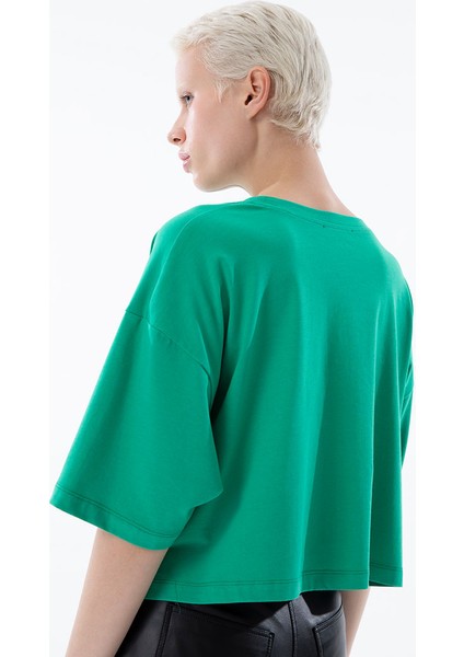 Oversize Crop T-Shirt - Yeşil