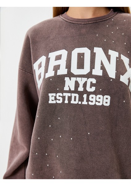 Kolej Sweatshirt Soluk Efektli Şardonlu Bisiklet Yaka Pamuklu indirimleri
