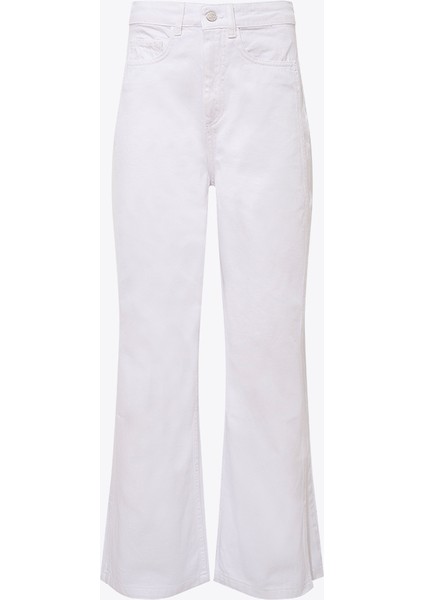 Paçaları Yırtmaçlı Yüksek Bel Wide Leg Beyaz Jean - Beyaz modelleri