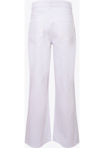 Paçaları Yırtmaçlı Yüksek Bel Wide Leg Beyaz Jean - Beyaz fırsatları