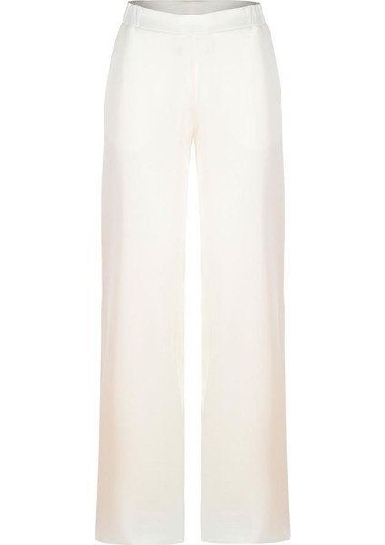 Beli Lastikli Bol Paça Saten Pantolon - Ekru fiyatları